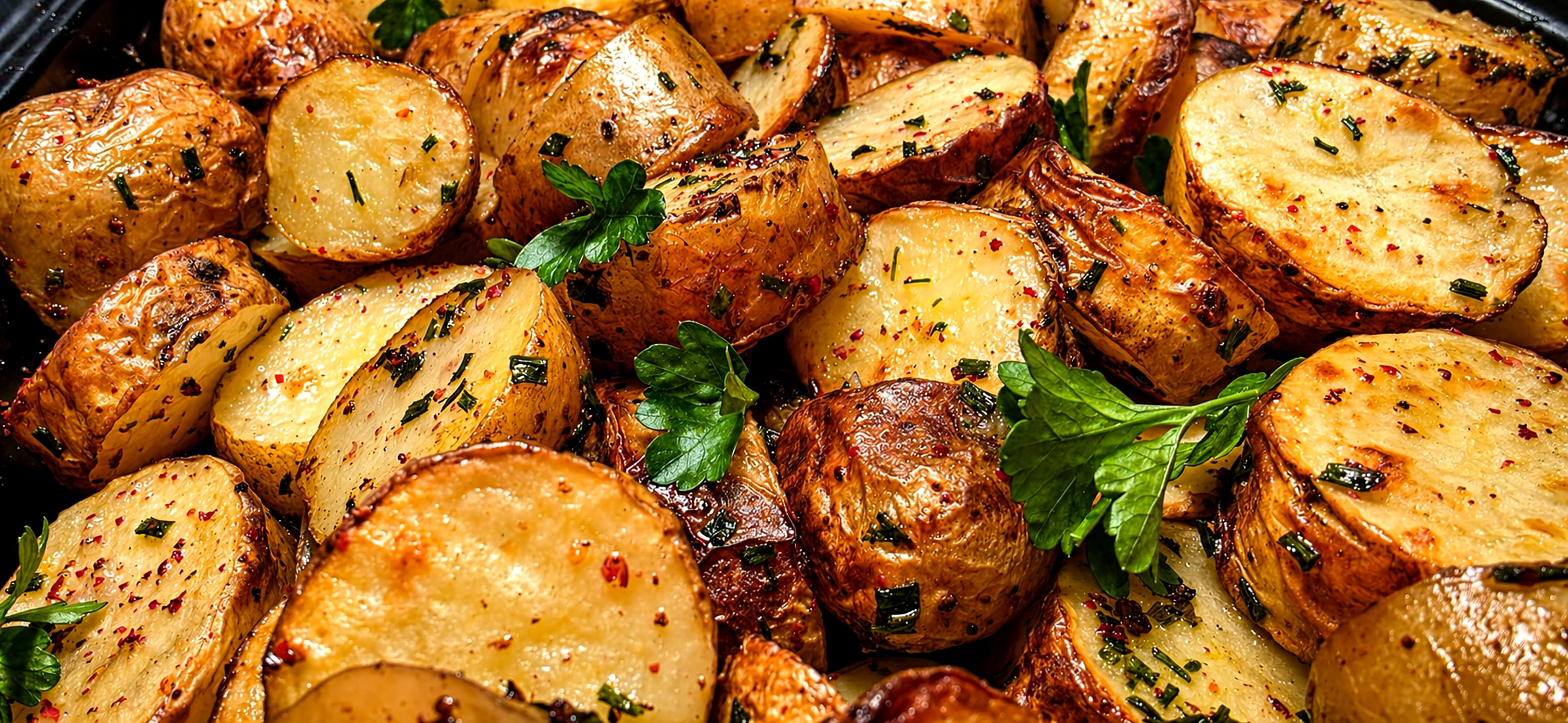 Paahdettuja perunoita Food Cornerin lounasbuffetissa