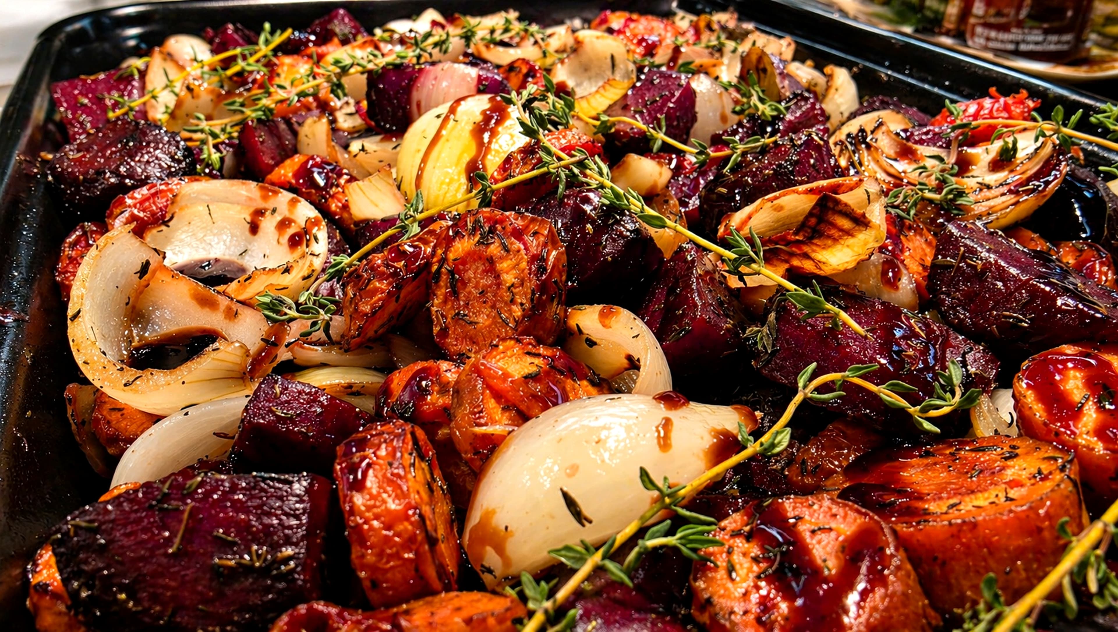 Paahdettuja kasviksia Food Cornerin lounasvalikoimasta
